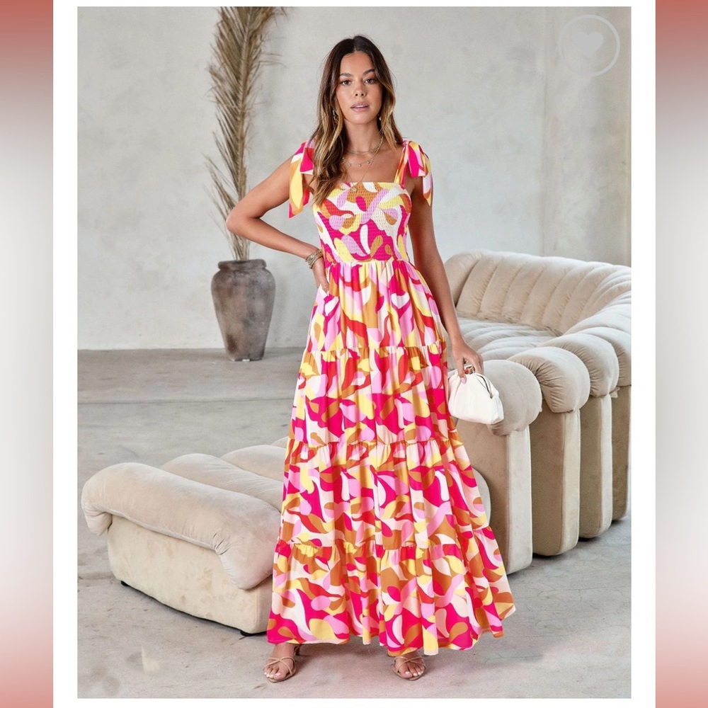 Under the bold sky printed smocked maxi dress - VICI - Bump Friendly - XL